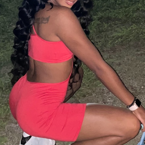 Red spaghetti Strap Rumper- Shorts - Picture 2 of 3